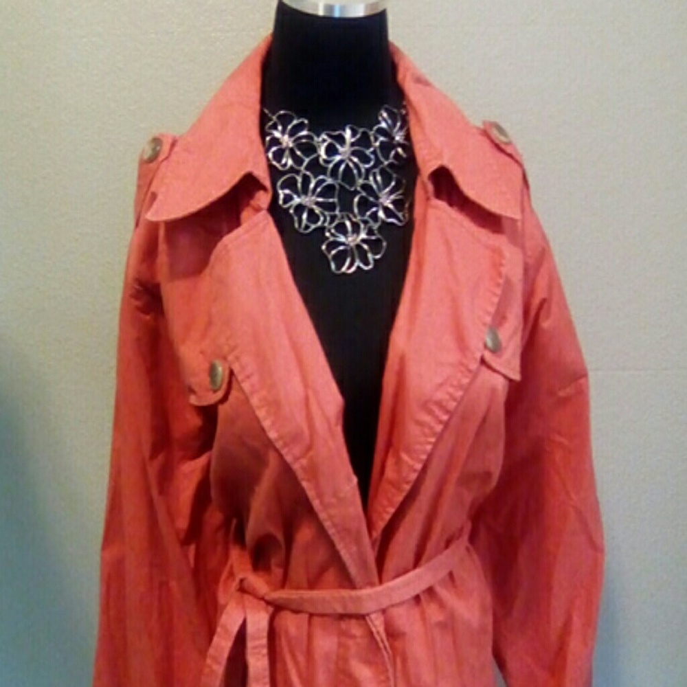 Plus Size Coral colored Spring Trench Coat